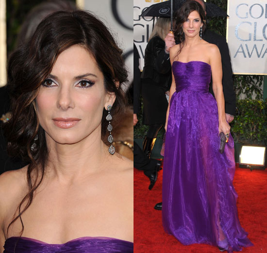 Best Actress nominee Sandra Bullock reigns in purple Bottega Veneta tonight