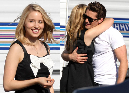 Photos of Dianna Agron and Matthew Morrison Hugging on the Set of Glee
