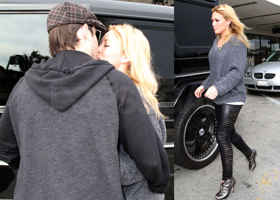 Photos of Hilary Duff and Mike Comrie Kissing Outside LAX Before He Flies to 