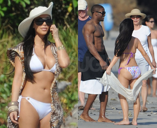 Kim Kardashian and Reggie Bush Sporting String Bikinis