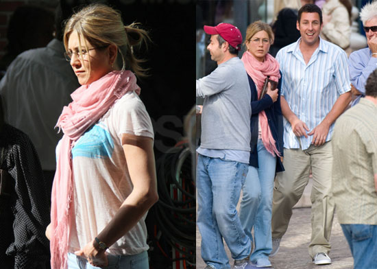 Jennifer Aniston Goes With It in Jeans and Glasses