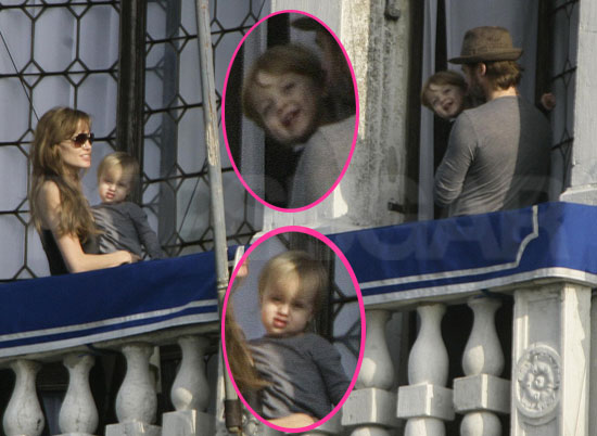 Spotted Knox and Vivienne JoliePitt on a Venice Balcony