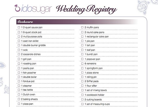 bed bath and beyond wedding registry checklist