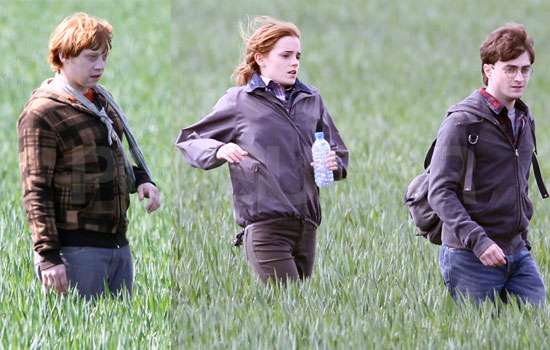 Pictures of Daniel Radcliffe Rupert Grint and Emma Watson Filming Final