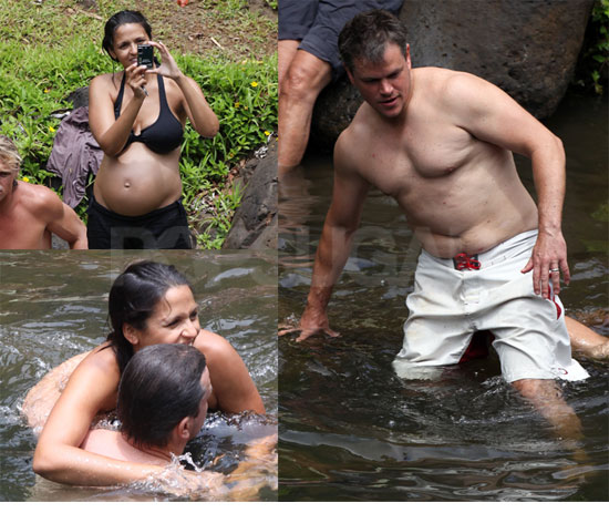 matt damon shirtless. Pictures of Shirtless Matt Damon Swimming in Hawaii With Bikini-Clad Luciana 