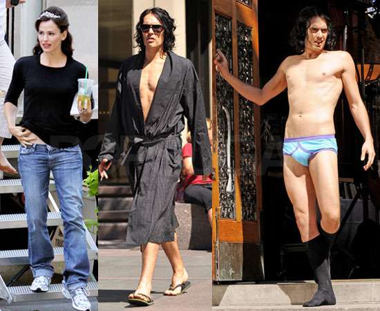 Pictures of Russell Brand Nearly Nude Naked in Church With Jennifer Garner