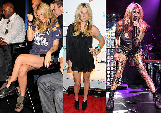 kesha outfits 2010. The first outfit, a ripped-up