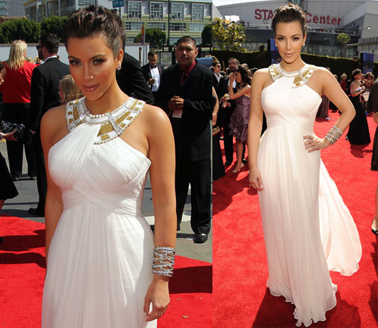 3 Kim Kardashian in Lorraine Schwartz Woven Cuff and Marchesa Gown