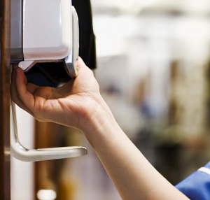 Employees Wash Hands Before Returning to Work