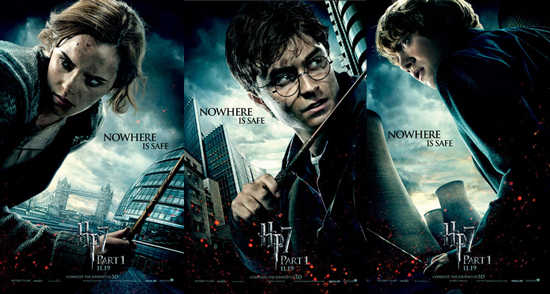 new harry potter and the deathly hallows poster. Featuring Harry, Ron
