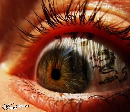 Butterfly Tattoo Designs Eye tattoo flash. Caucasian Woman With Blue Eyes,