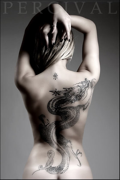 The Girl With The Dragon Tattoo Back. hole dragon on the back on