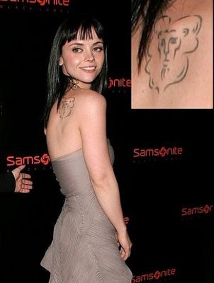 christina riccis celebrity sexy lion tattoo