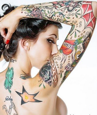 sexy tattoo girly woman. Many people see that someone with a lot of tattoo 