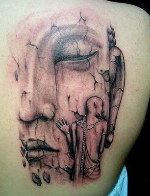 Monk and buddha tattoo design Download. This tattoo design is more like a 