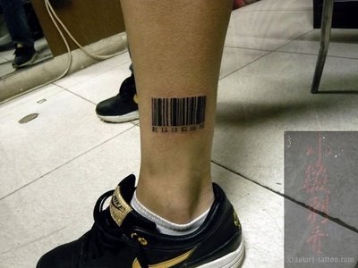 barcode tattoos. Barcode tattoo design.