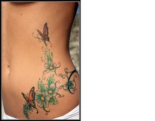 Flower Butterfly Sexy girl Tattoos Girly
