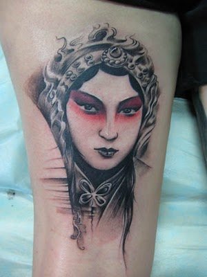 This free tattoo design is a face from Beijing opera