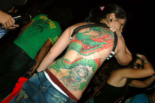 dragon back tattoo. Big Green Dragon Back Tattoo