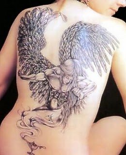 large angel back sexy girl tattoo girly