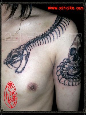  tattoo designs, but it is very rare to see a skeleton tattoo of a snake.