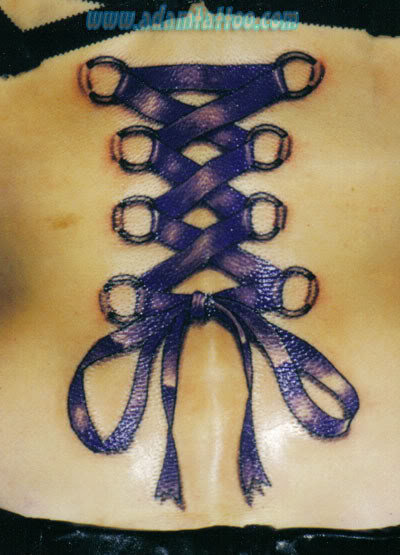 Corset Piercing Purple Permanent Tattoo. Permanent Tattoo Gallery for Sexy 