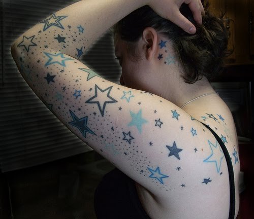 Permanent tattoo stars for girl