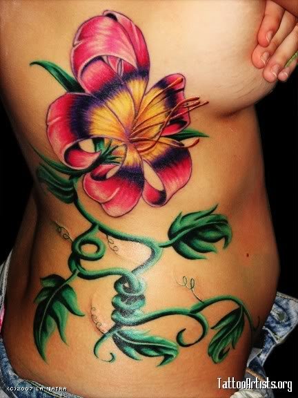 Permanent Tatto Flowers to Girl