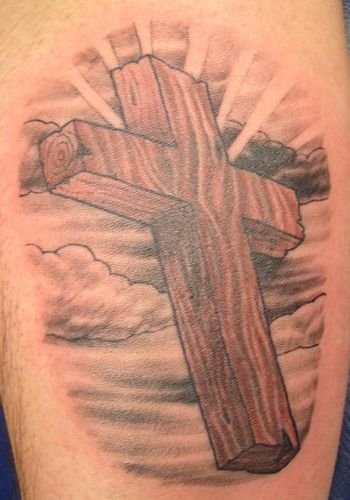 Religious Wooden Cross Tattoo