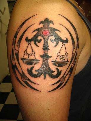 Tattoo, Tribal Libra Symbol, Cardinal sign of Air. The Scales - September 24
