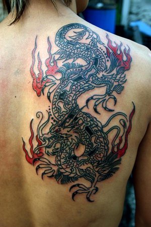 Japanese Best Dragon Tattoo Design on Back Body