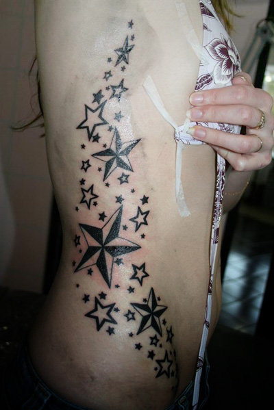 shooting star tattoos, Star Tattoos, sun moon star tattoos,