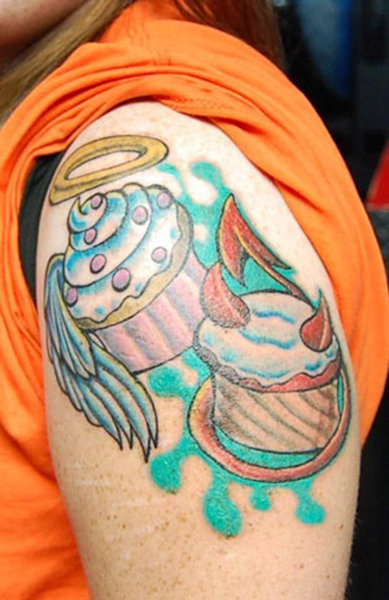unique angel devil tattoos design colorful