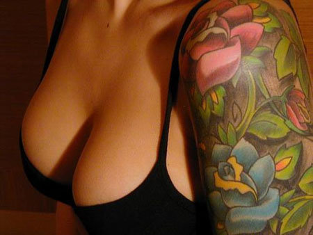 The exotic flower tattoo portrays a tropical beauty that is