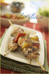 fowl - Grilled Chicken Kebabs [on green tablec...