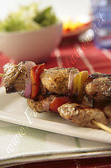fowl - Grilled Chicken Kebabs [on white tablec...