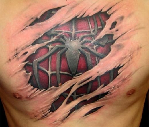 spiderman tattoo chest. 11 Spiderman Tattoos and a