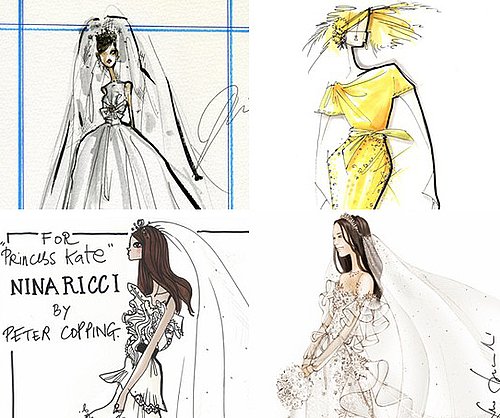 kate middleton wedding dress designer sketches. Designers sketch possible