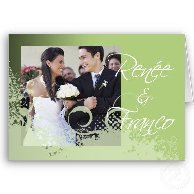grungy floral wedding reception photo invitation card 