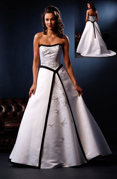 white wedding dress with black. Best Quality lack and white