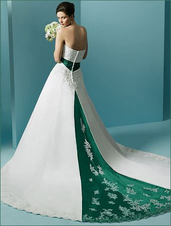 a line strapless wedding dress Beautiful Colored Wedding Gowns Green and 