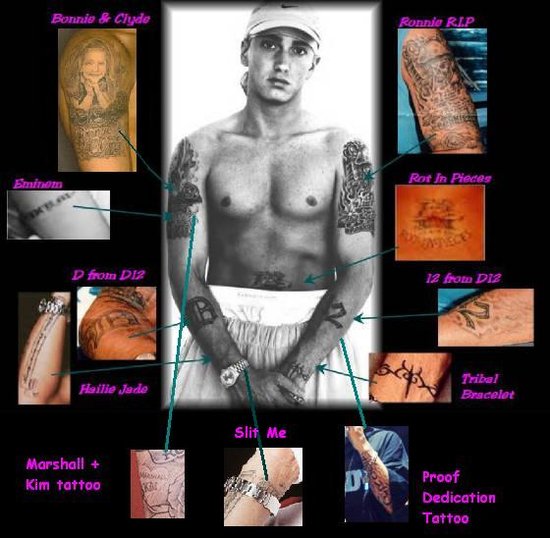Checkout theses pictures of Eminem and his tattoo designs.