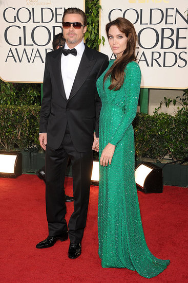 Angelina Jolie and Brad Pitt Wear His and Hers Versace at Golden Globes Red Carpet! 