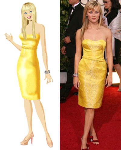 reese witherspoon yellow dress red. This canary yellow dress is