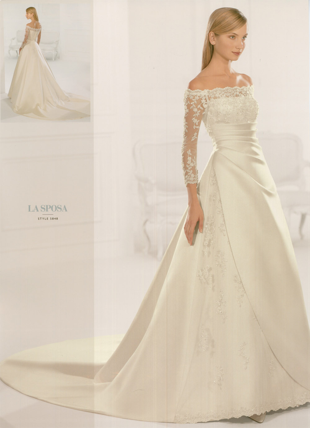 Wedding dress with lace sleeves adjust to the style that is in the ...