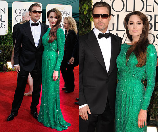 Angelina Jolie Golden Globes 2011 Green Dress. Angelina and Brad made a