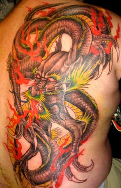 fire dragon tattoo. A dragon tattoo