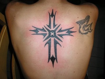 cross tattoos on back. Tribal Cross Tattoos in Back