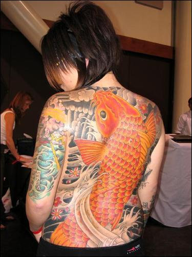 Picture Sexy Girl With Japanese Koi Fish Tattoos Design
