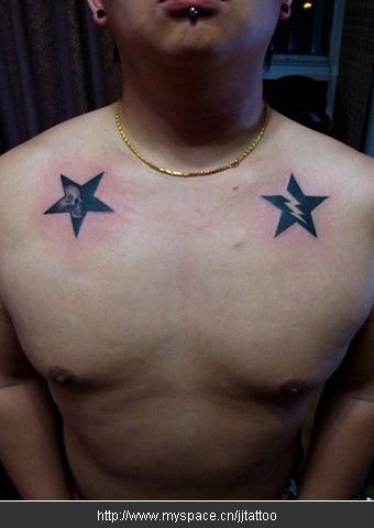 This free star tattoo shows a really cool idea The star on the left is like